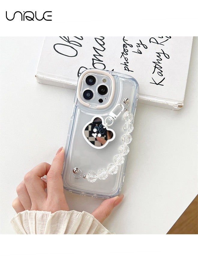 Compatible with iPhone 14 Pro Max Cases, Camera Protector Clear Phone Case for iPhone 14 Pro Max, Girl Women's Phone Case with Cute Strap Bracelet Chain