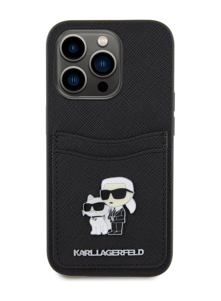 Karl Lagerfeld Saffiano Case With Cardslot For iPhone 15 Pro Max (Black)