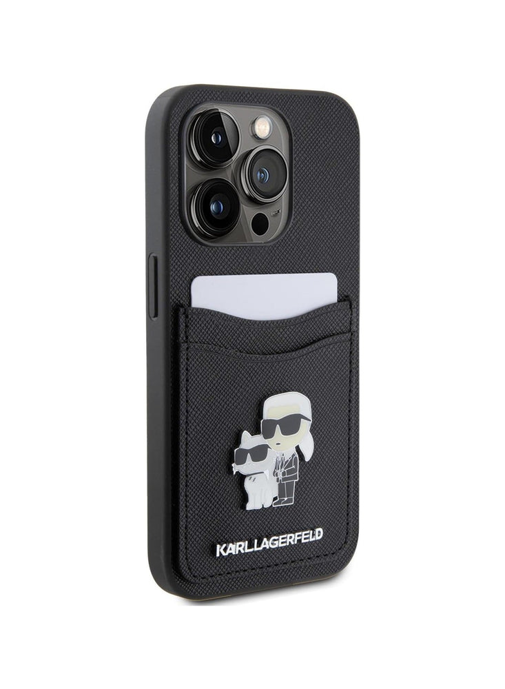 Karl Lagerfeld Saffiano Case With Cardslot For iPhone 15 Pro Max (Black)