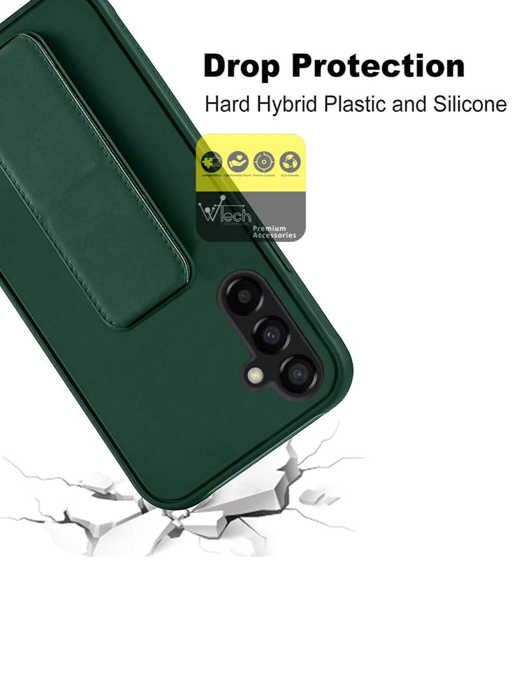 Hand Grip Foldable Magnetic Kickstand Wrist Strap Finger Grip With Built-in Iron Case Cover For Samsung Galaxy A34 5G 2023 Dark Green