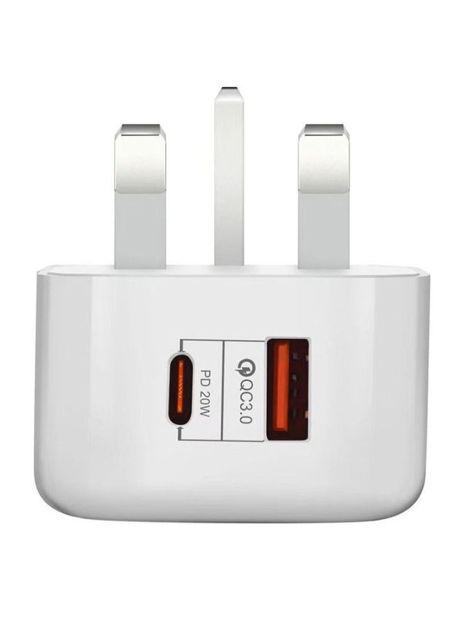 20W USB C Fast Charger, Dual Port PD Power Delivery Fast Type C Charging Block Plug Adapter for iPhone 14/13/12/11 /Pro Max, XS/XR/X, iPad Pro, AirPods Pro, Samsung Galaxy and More(White)