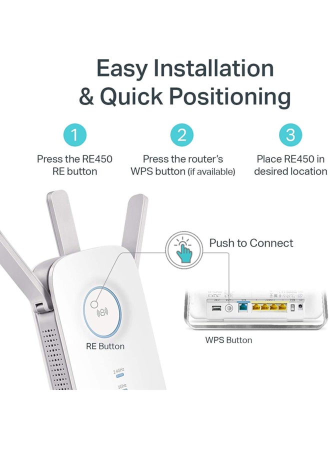 AC1750 RE450 WiFi Extender White