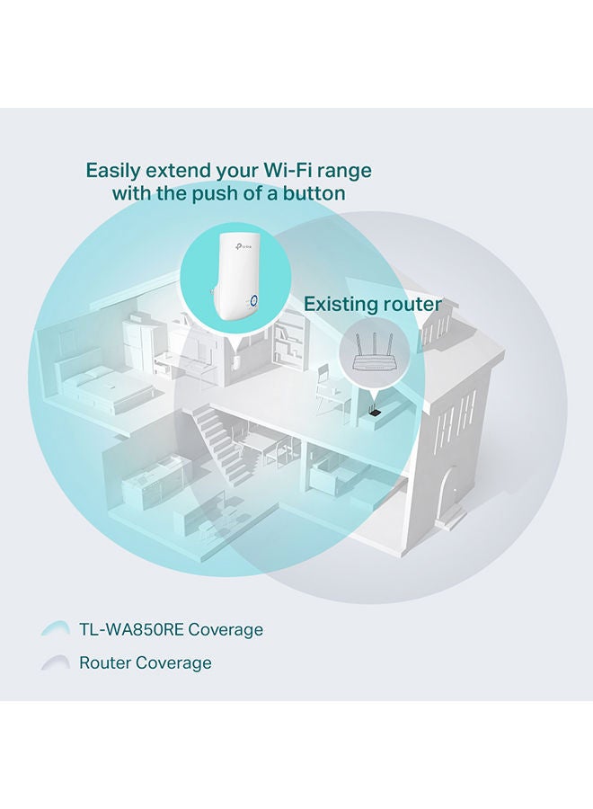 Wi-Fi Range Extender Compatible With Any Wi-Fi Router 300Mbps TL-WA850RE White