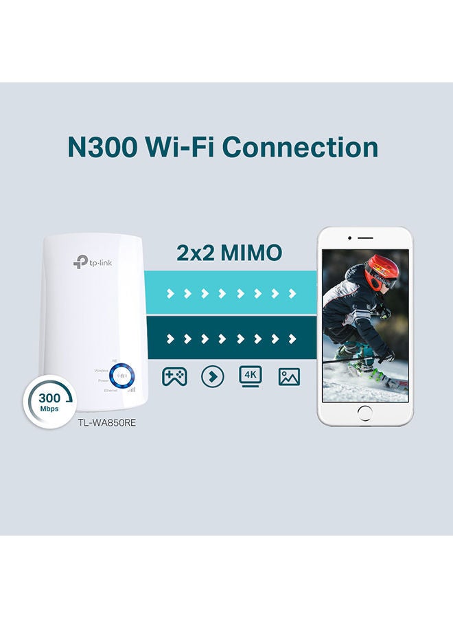 Wi-Fi Range Extender Compatible With Any Wi-Fi Router 300Mbps TL-WA850RE White