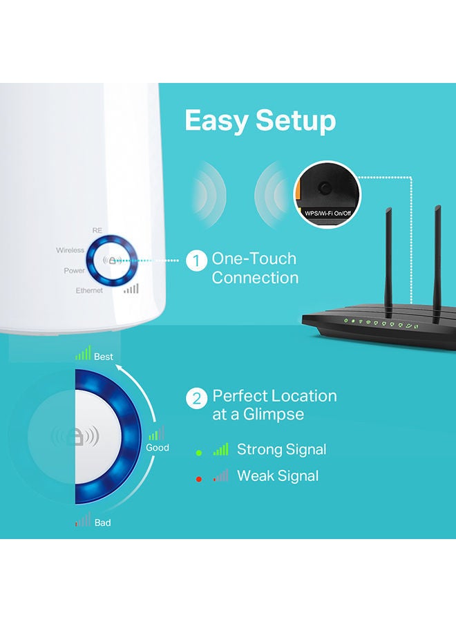 Wi-Fi Range Extender Compatible With Any Wi-Fi Router 300Mbps TL-WA850RE White