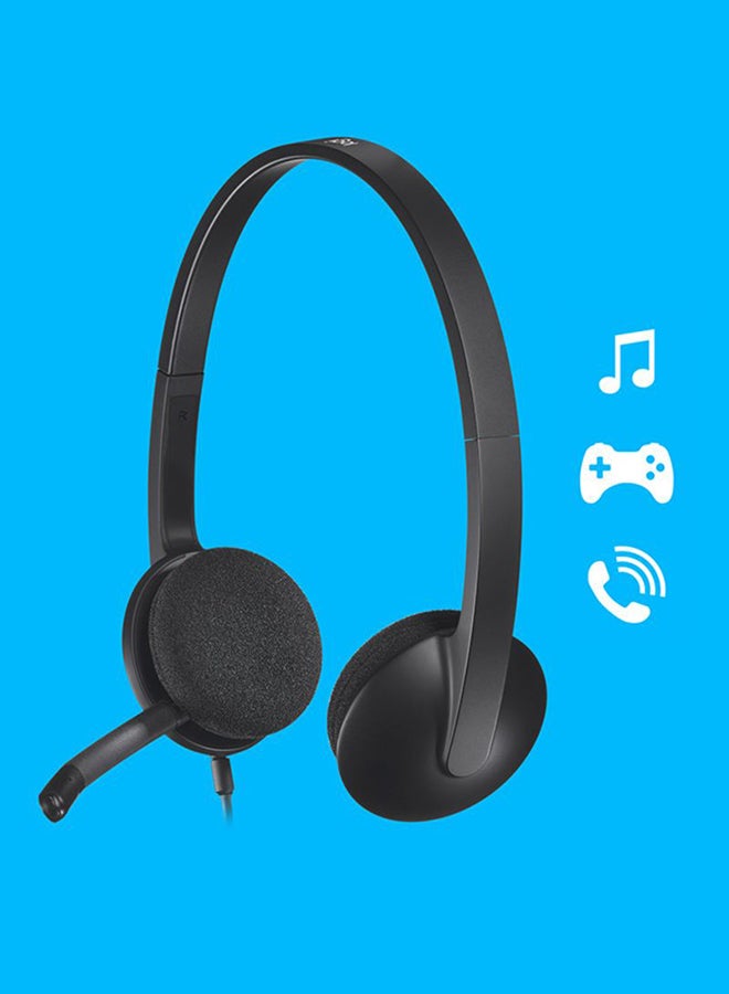 Logitech H340 Wired Headset, Stereo Headphones With Noise-Cancelling Microphone, Usb, Pc/Mac/Laptop - Black