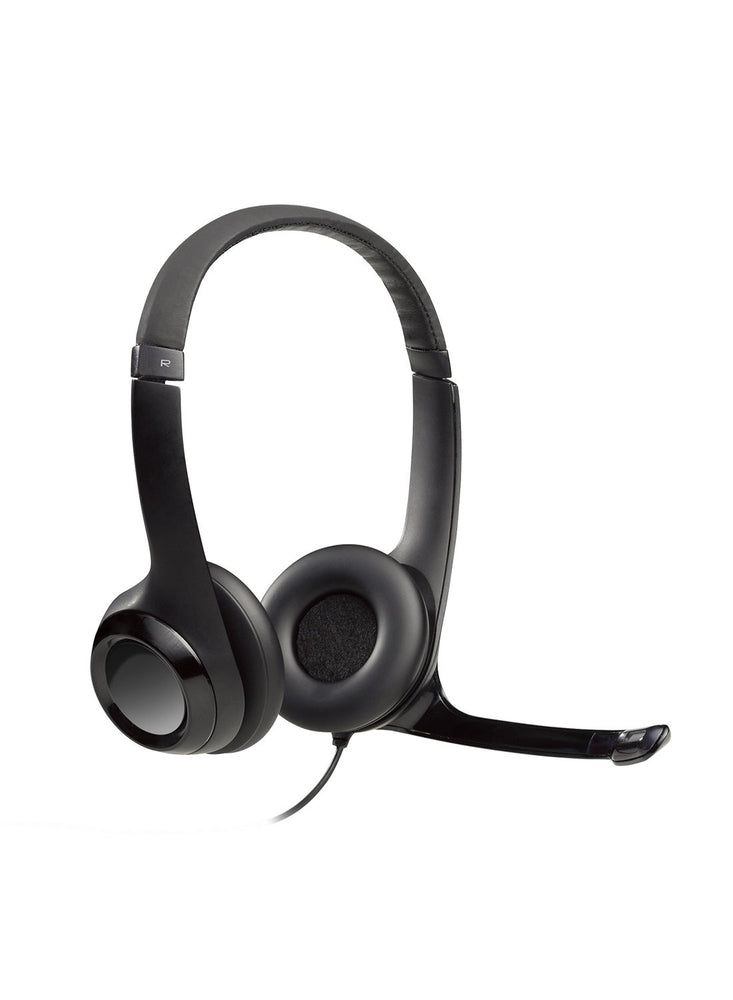 H390 Wired Headset, Stereo Headphones With Noise-Cancelling Microphone, USB, In-Line Controls, PC/Mac/Laptop Black