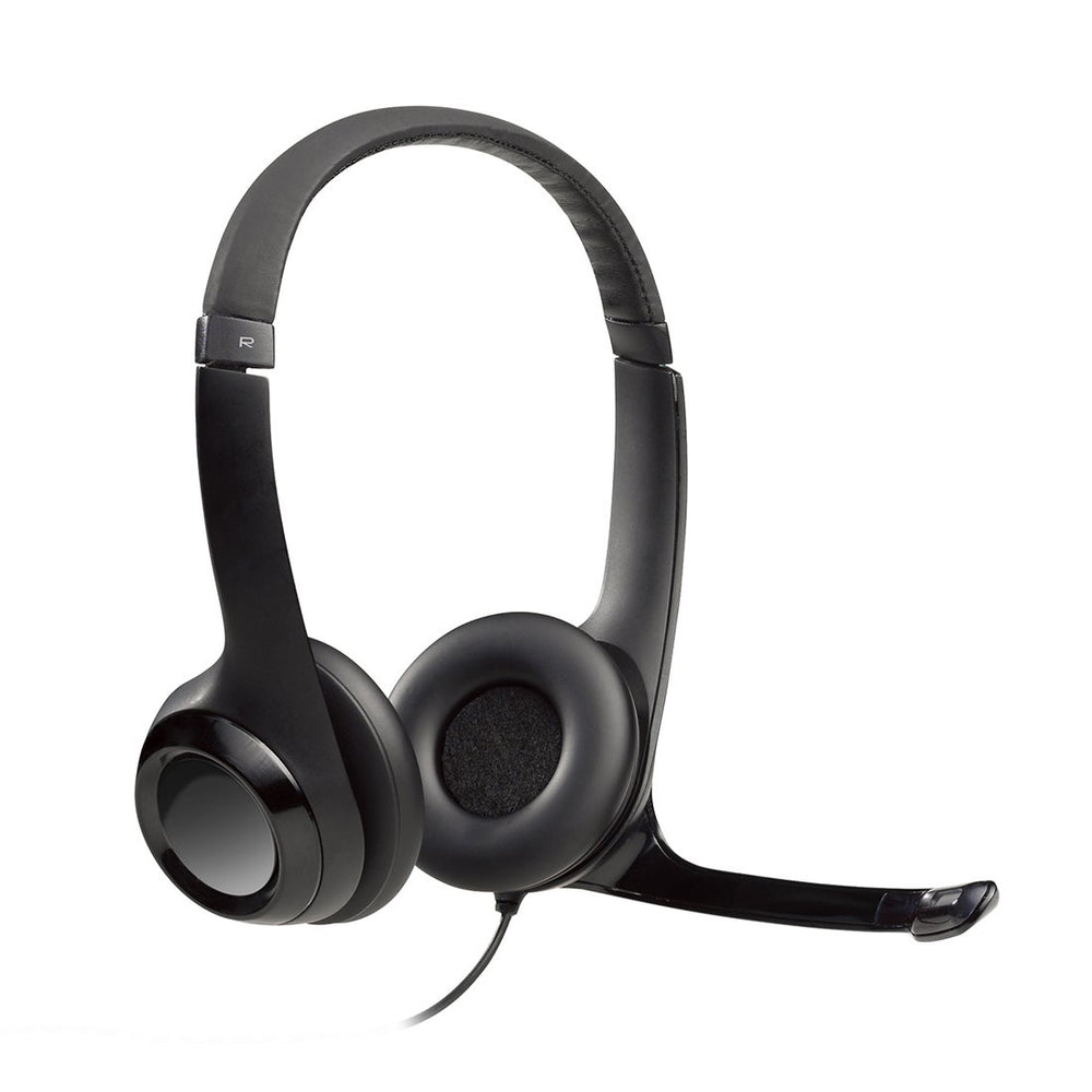 H390 Wired Headset, Stereo Headphones With Noise-Cancelling Microphone, USB, In-Line Controls, PC/Mac/Laptop Black