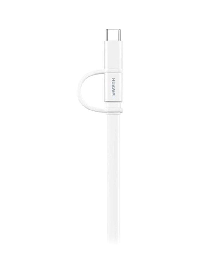 2-In-1 MicroUSB And Type-C Cable White