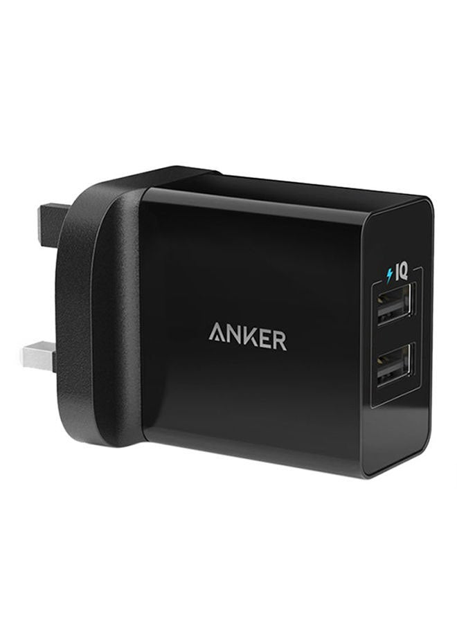 24W Dual-Port USB Charger Black