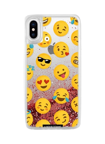 Glitter Protective Case Cover For Apple iPhone XS/X Rose Gold Emoji Love Rose Gold Emoji Love