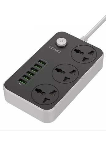 3 AC Socket USB Charger Black/Grey