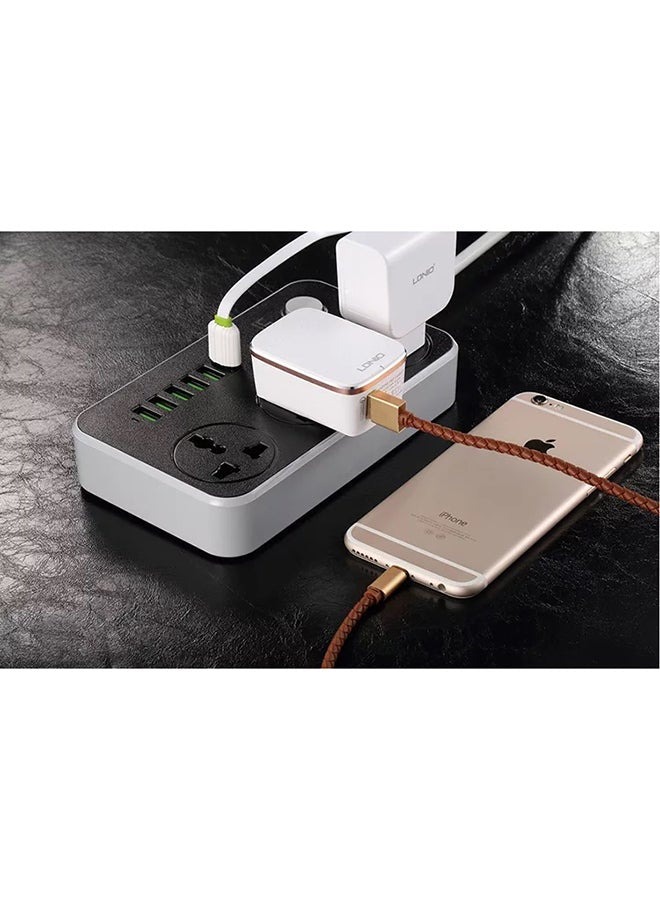 3 AC Socket USB Charger Black/Grey