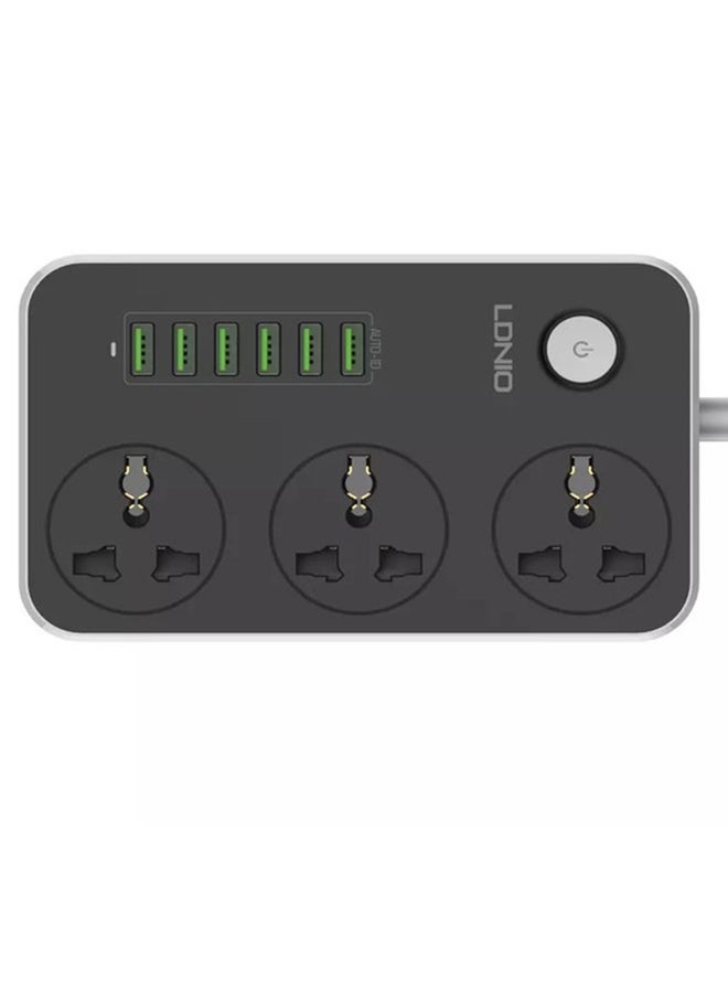 3 AC Socket USB Charger Black/Grey