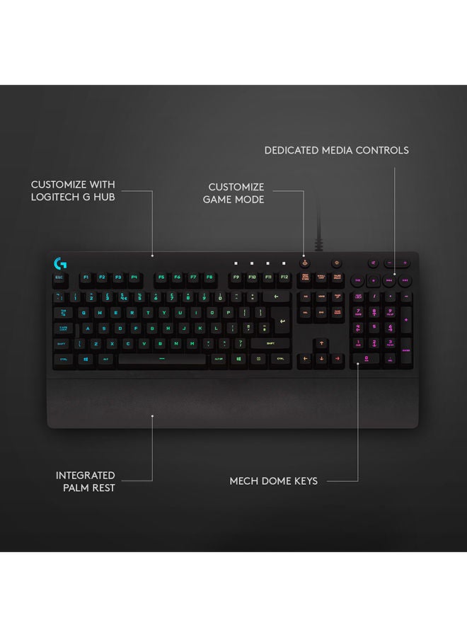 Logitech G213 Prodigy Gaming Keyboard, RGB Lightsync Backlit Keys, Spill-Resistant, Customizable Keys, Dedicated Multi-Media Keys