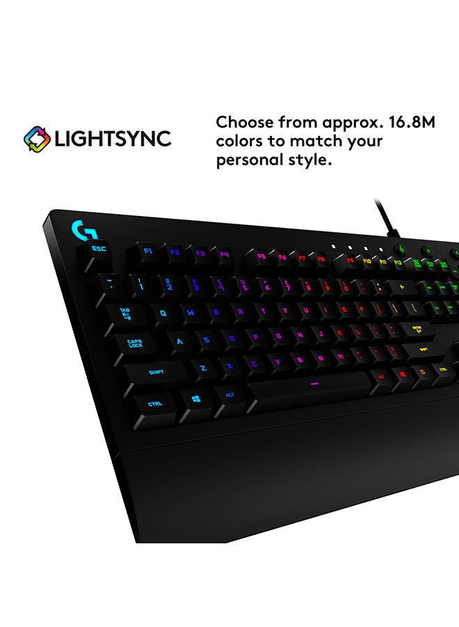 Logitech G213 Prodigy Gaming Keyboard, RGB Lightsync Backlit Keys, Spill-Resistant, Customizable Keys, Dedicated Multi-Media Keys