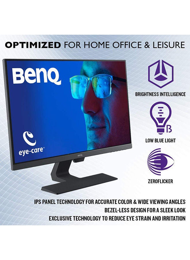 GW2780 27 inch 1080p FHD Eye-Care, IPS Monitor, Ultra-Slim Bezel, 60 Hz, Brightness Intelligence, 2Wx2 Speakers, Tilt, HDMI, VGA, Display Port, Cable Management, Flicker-Free Black