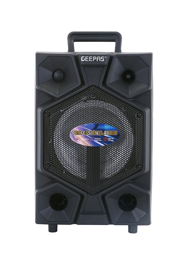 8 Inch Trolley Bluetooth  Professional Speaker- One-Wired Microphone, Battery Rechargeable | Karaoke DJ Speaker With LED Lights |USB And Auxiliary Inputs GMS8575 Black