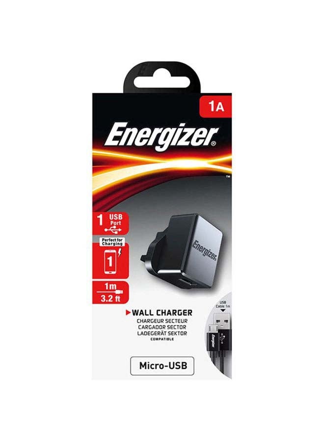 Classic 1A Compact Micro-USB Fast Charging Wall Charger Black