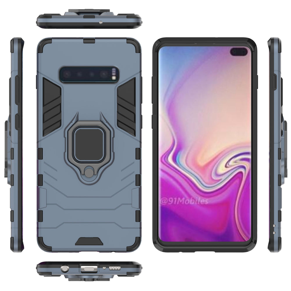 Anti-Fall Ring Bracket Full Package Armor Phone Case Cover For Samsung Galaxy S10 Blue