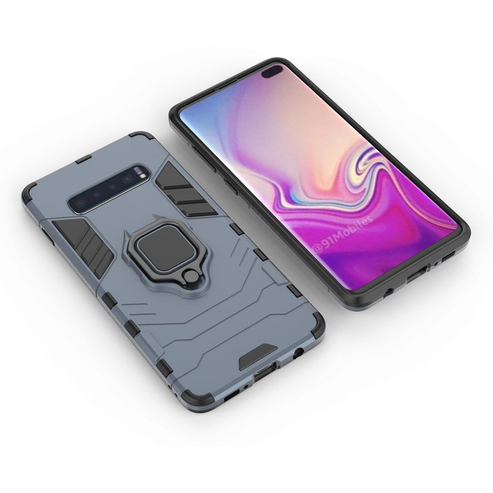 Anti-Fall Ring Bracket Full Package Armor Phone Case Cover For Samsung Galaxy S10 Blue