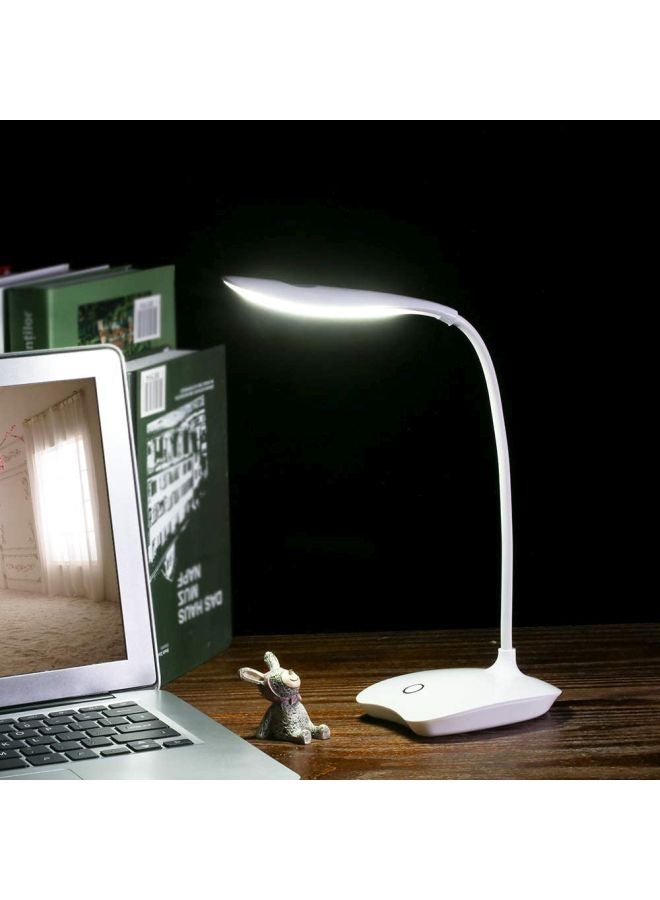 Ultralight  LED USB Rechargeable Dimmable Eye-Caring Desk Lamp Touch Control With 360° Rotatable Head Flexible Hose White 0.152kg