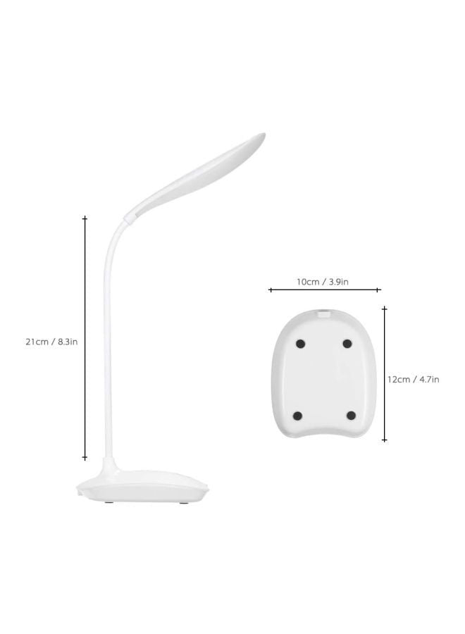 Ultralight  LED USB Rechargeable Dimmable Eye-Caring Desk Lamp Touch Control With 360° Rotatable Head Flexible Hose White 0.152kg