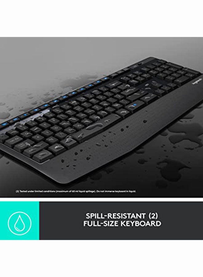 MK345 Wireless Combo Full-Sized Keyboard with Palm Rest and Comfortable Right-Handed Mouse, 2.4 GHz Wireless USB Receiver, Compatible with PC, laptop Black