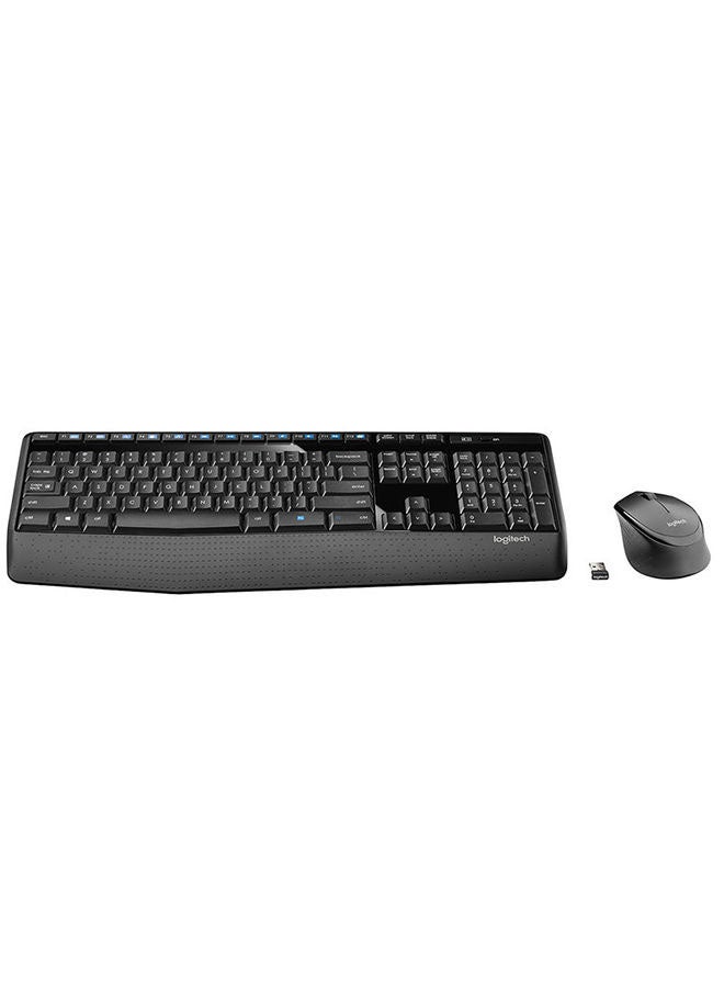 MK345 Wireless Combo Full-Sized Keyboard with Palm Rest and Comfortable Right-Handed Mouse, 2.4 GHz Wireless USB Receiver, Compatible with PC, laptop Black