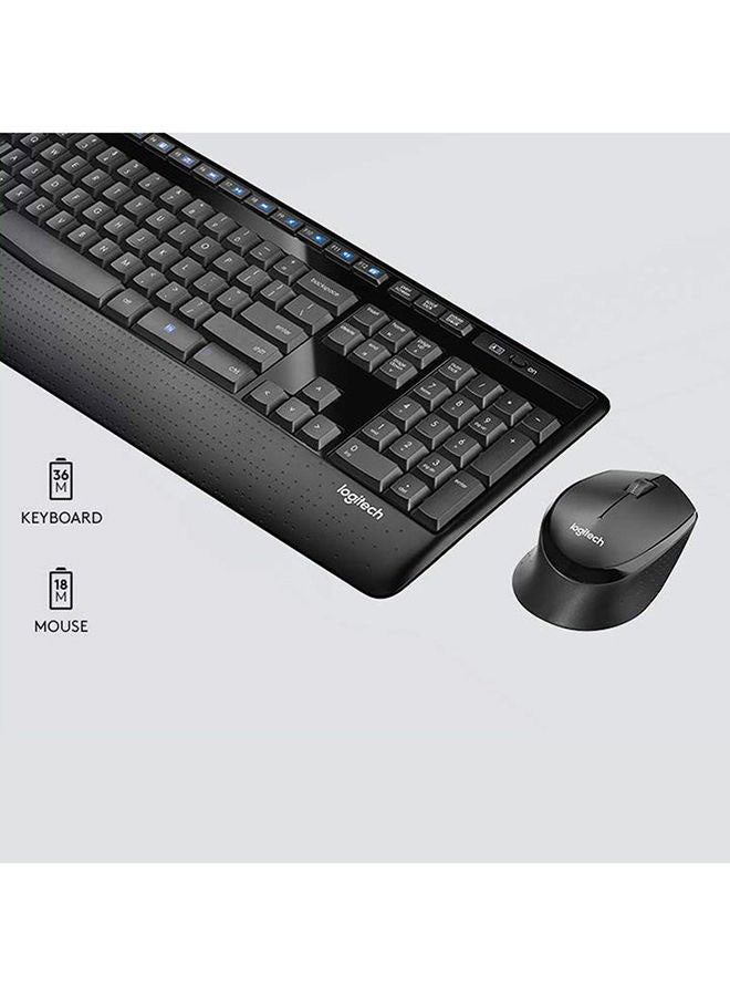 MK345 Wireless Combo Full-Sized Keyboard with Palm Rest and Comfortable Right-Handed Mouse, 2.4 GHz Wireless USB Receiver, Compatible with PC, laptop Black