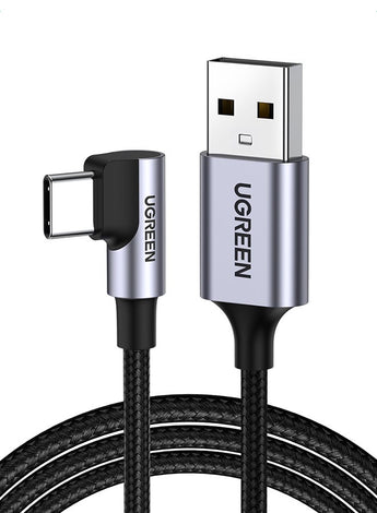 USB C Cable Samsung Fast Charging Cord Right Angle 90 Degree USB A to Type C Fast Charger Compatible with Nintendo Switch, GoPro Hero 7 6 5-1Meter New Black