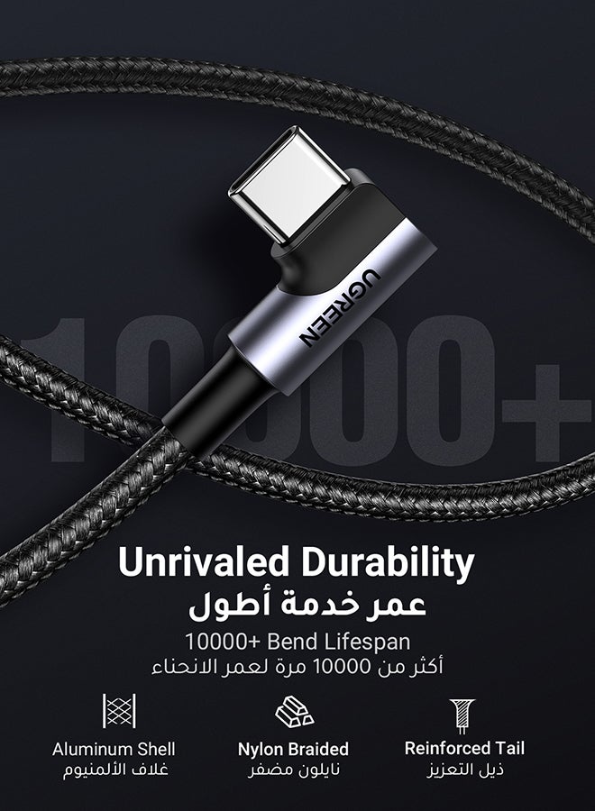 USB C Cable Samsung Fast Charging Cord Right Angle 90 Degree USB A to Type C Fast Charger Compatible with Nintendo Switch, GoPro Hero 7 6 5-1Meter New Black