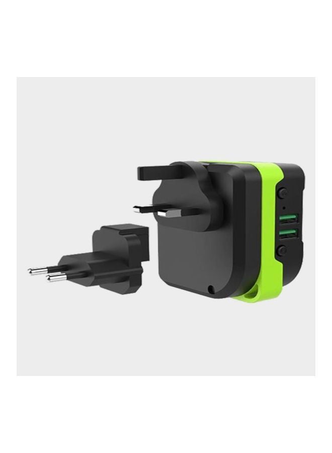 Buyuni 3-In-1 Power Bank 5200 mAh + Bluetooth Speaker + Wall Charger Black/Green