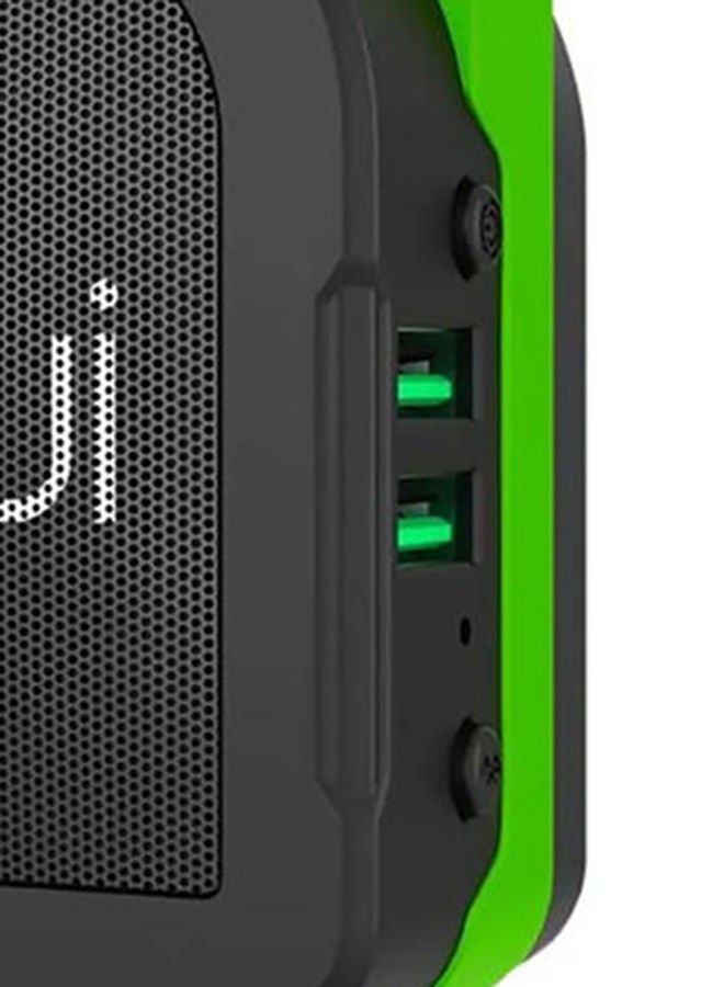 Buyuni 3-In-1 Power Bank 5200 mAh + Bluetooth Speaker + Wall Charger Black/Green