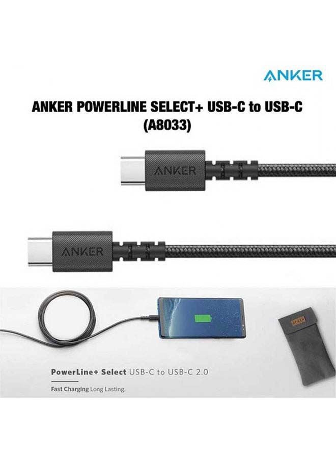 Powerline USB-A To USB-C Data Sync And Charging Cable Black/Silver