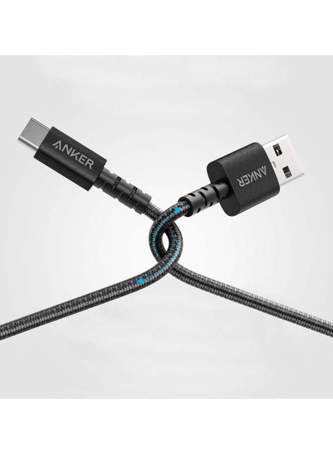 Powerline USB-A To USB-C Data Sync And Charging Cable Black/Silver