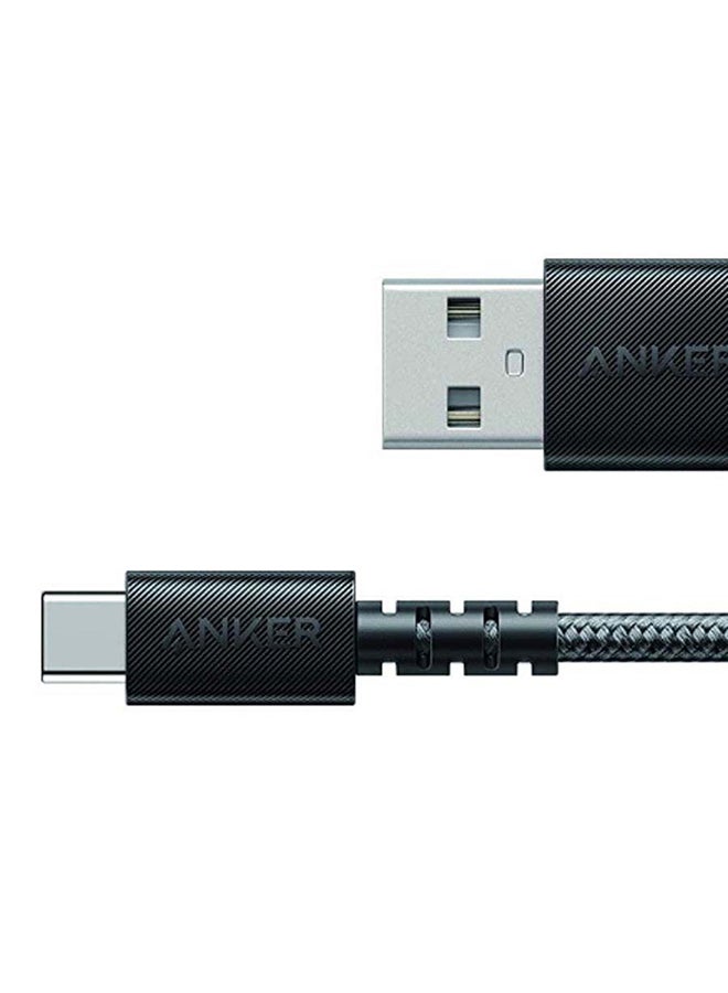 Powerline USB-A To USB-C Data Sync And Charging Cable Black/Silver