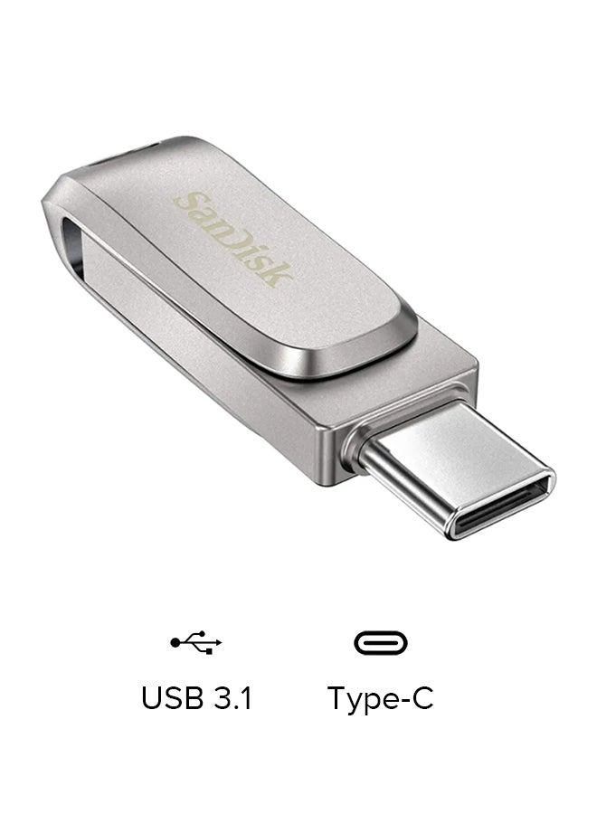 Ultra 256GB Dual Drive Luxe Type-C 150MB/s USB 3.1 Gen 1, Silver, SDDDC4-256G-G46, 256 GB