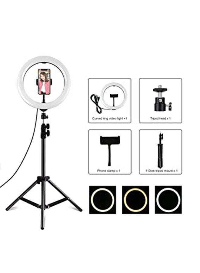 3000.0 mAh LED Photography Ring Light With Tripod Stand Black/White