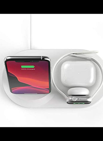 BoostCharge Pro 3-In-1 Wireless Charger - 7.5W Fast Qi Certified For iPhone 15/14/13/12/11 Series, Earlier Models, Apple Watch Series 5/4/3/2/1, Airpods Pro And QI Enabled Devices White