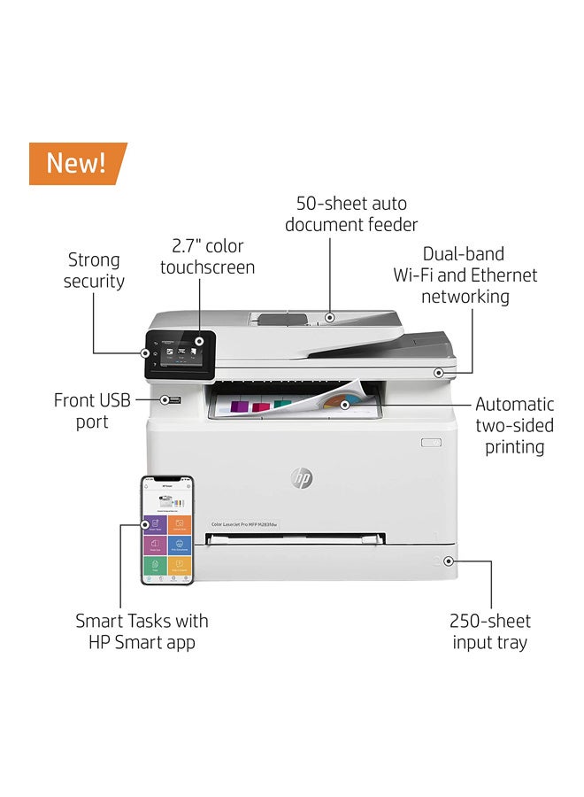 MFP M283fdw Color LaserJet Pro Printer Copy, Scan, Fax White