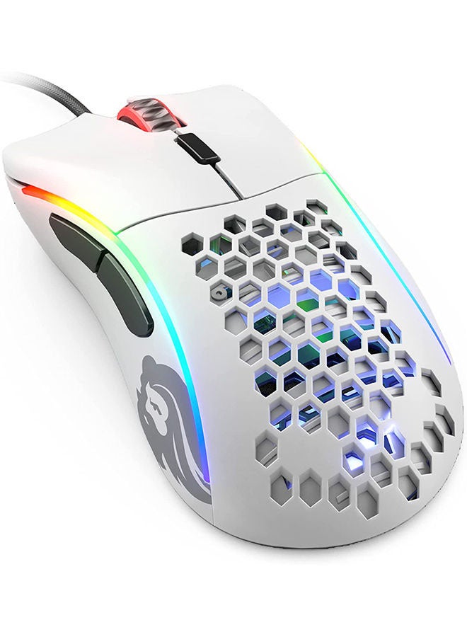 Glorious Model D Minus Honeycomb Gaming Mouse - Light Weight RGB PC Mouse - 61 g PC Accessories - USB Mouse Wired - Matte White Wired Gaming Mouse