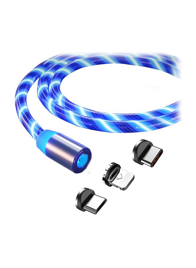 Magnetic Fast Charging Mobile Phone LED Cable Blue