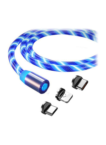 Magnetic Fast Charging Mobile Phone LED Cable Blue