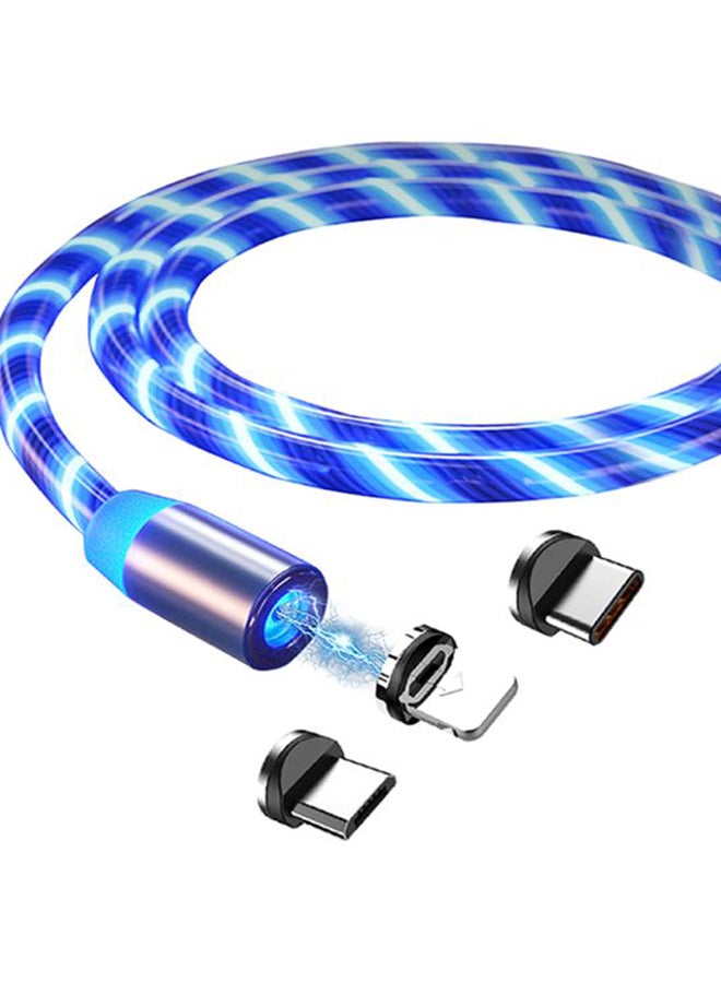 Magnetic Fast Charging Mobile Phone LED Cable Blue