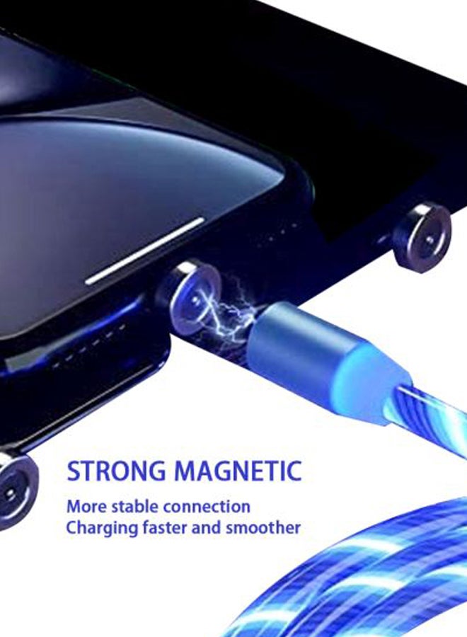 Magnetic Fast Charging Mobile Phone LED Cable Blue