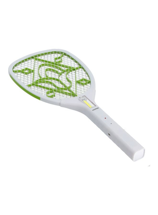 Rechargeable Mosquito Swatter with Hi-Power COB Light - USB Power White/Green