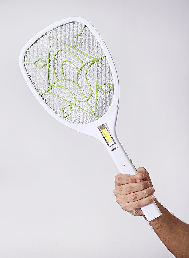 Rechargeable Mosquito Swatter with Hi-Power COB Light - USB Power White/Green