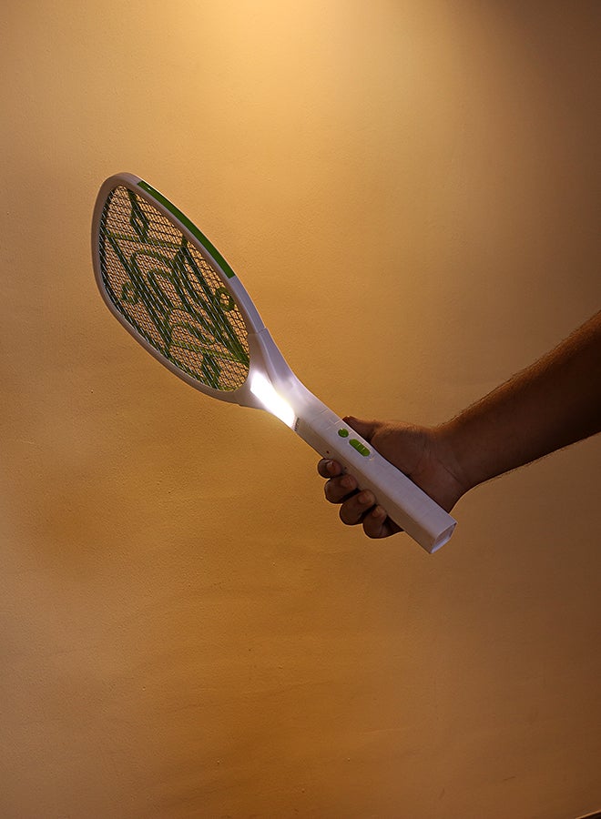 Rechargeable Mosquito Swatter with Hi-Power COB Light - USB Power White/Green