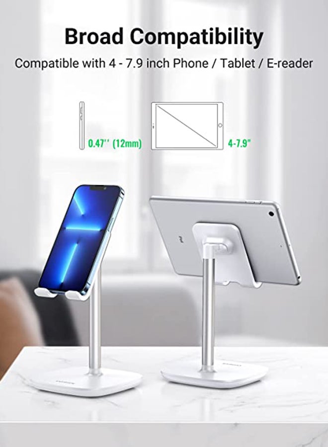 Angle Adjustable Phone stand, Flexible Phone holder, Adjustable Mobile Stand Cell Phone Mount Compatible With iPhone Most Phones, iPhone 15 Pro/Pro Max, Samsung Galaxy, Tablet/iPad White